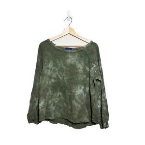 Green and White Cotton Tie Dye Long Sleeve Shirt